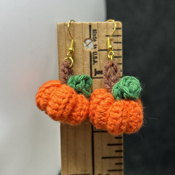 NEW Handmade Crochet Pumpkin Earrings by Elevate Crochet - Picture 8 of 9